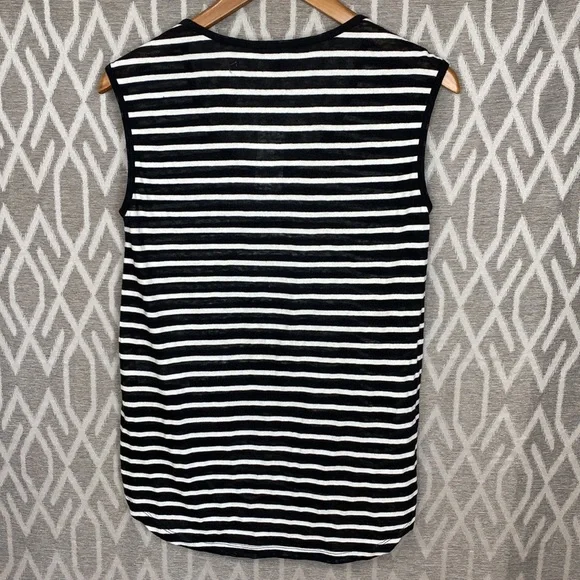 Banana Republic Sleeveless Linen Tunic Shirt Black & White Stripe Size: XS NWT - Picture 2 of 3